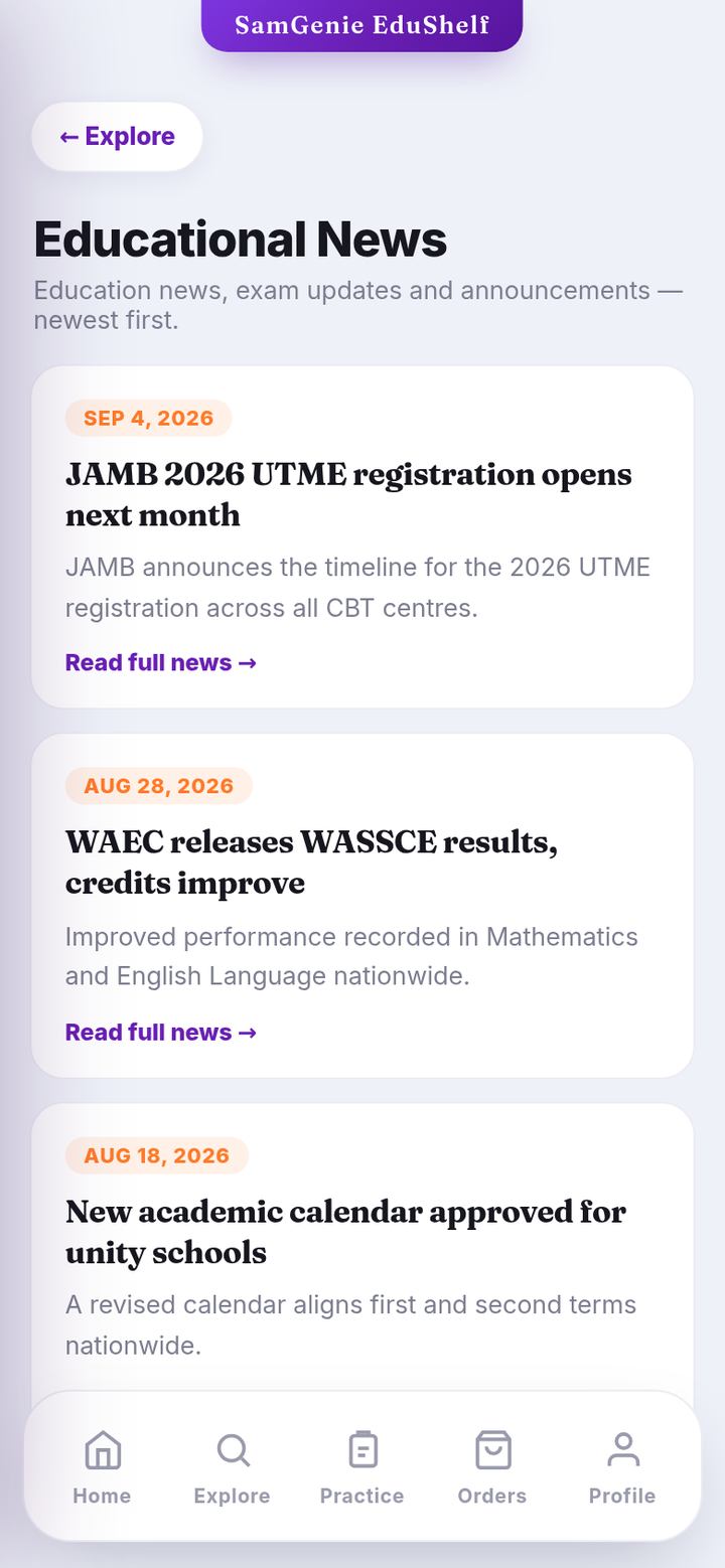 Educational news list