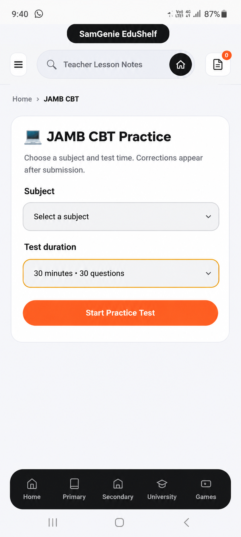 JAMB CBT Practice — Premium Screenshot