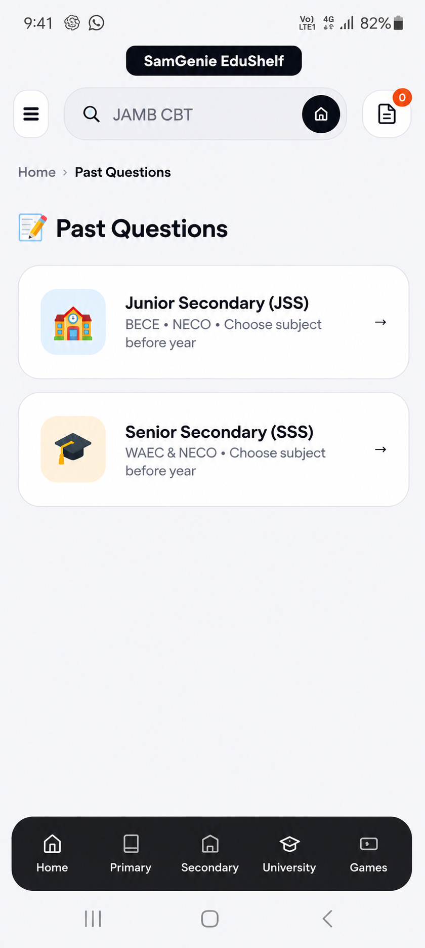 Past Questions — Premium Screenshot